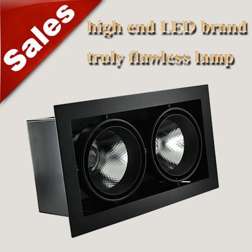 Double-headed LED Bean gallblader Square grille lamp recessed spotlights CREE COB chip AC85-265 6W10W14W20W30W40W white/black ceilinglights