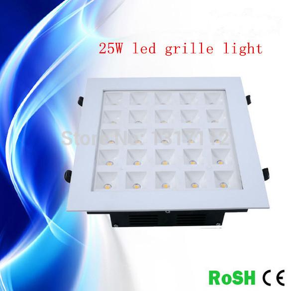 LED grille ceiling light 25W,2400-2500lm,AC90-256V,square shape,free shipping,high quality,high brightness