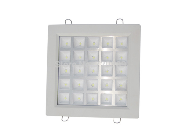 10pcs/lot Free Shipping 25W LED Grille Lamp White Kitchen Ceiling Panel Light Square Pure/Warm White 85-265v