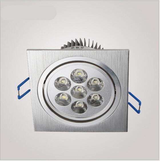 Free shipping single head 10/lot 7W LED Grille light kitchen spot lamp silver color aluminum AC85-220V 105*105MM DY-1257