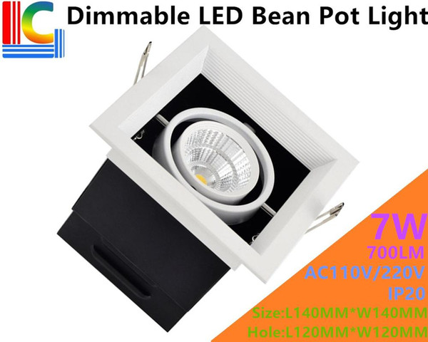 Dimmable 7W LED Bean Pot Light LED Grille Lamp Highlighted 110V 220V Bean Gallbladder Lamp CE 700LM Home Lighting 4PCs/Lot