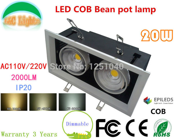 Dimmable AR80 20W LED Bean Pot Light COB LED Grille Lamp Highlighted Bean Gallbladder Lamp Warranty 3 Years 4Pcs a lot