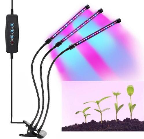 LumiParty LED 5V 27W USB Grow Light Bulb with Red Blue Spectrum Adjustable 3-Head Timer Plant Grow Lamp for Indoor Plants