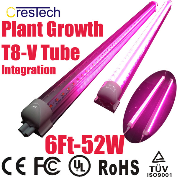 Free shipping 25pcs LED 110-240V Full Spectrum Hydroponic Grow Light Plant Grow Light Red&Blue T8 V Shape Integration LED Plant Tube