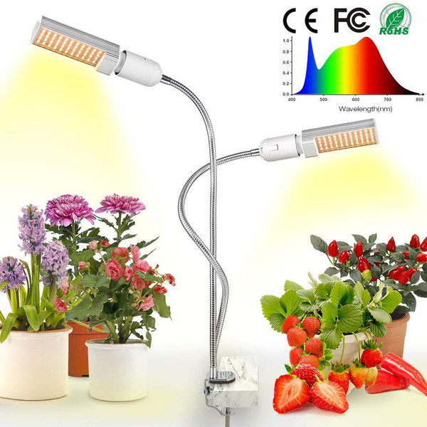 45W Sunlike Full Spectrum LED Grow Light Dual Head Gooseneck Plant Light Lamp Seedling Growing Blooming Fruiting