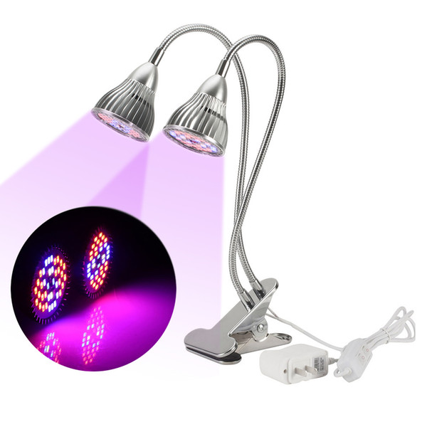 15W Double Head LED Plant Grow Light 360 Degree Flexible USB Lamp Growth Lights with Clamp Holder for Indoor Greenhouse Plant