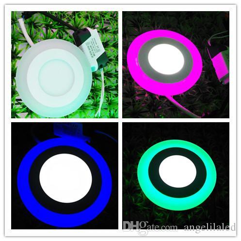 3w+3w Double Colors Recessed round led panel Lights two colors changing led down lights decoration ceiling light