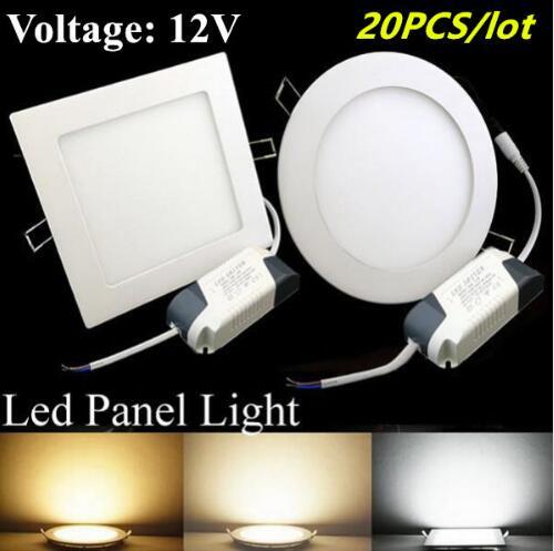 DHL 12V 3W 6W 9W 12W 15W 18W CREE LED Panel lights Recessed lamp Round Square Led lights for indoor lights 12V + Led Driver