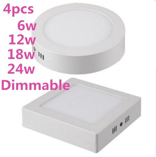 4pcs 6W 12W 18W Round Square Led Surface Mounted Dimmable Panel Light Led Downlight lighting Led ceiling downlight