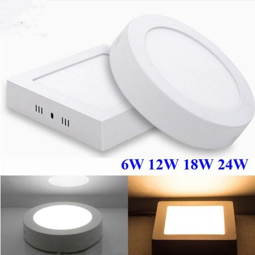 Free shipping 6w 12w 18w 24w Round/Square Led Panel Light Surface Mounted Downlight lighting Led ceiling down AC 110-240V + Driver