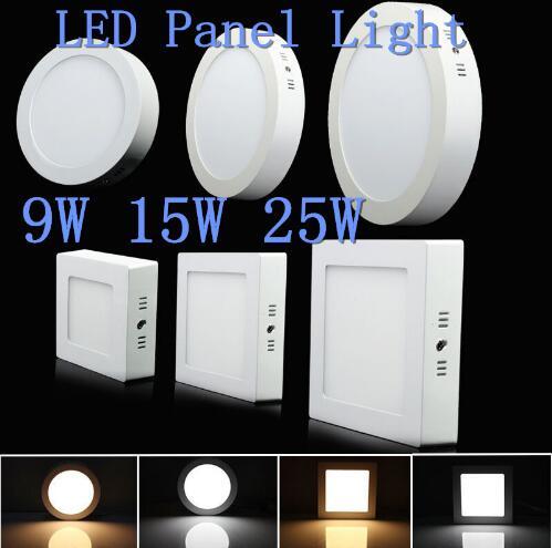 9W 15W 25W Round/Square Surface Mounted LED Ceiling Panel Light Down Light AC85-265V LED indoor Light