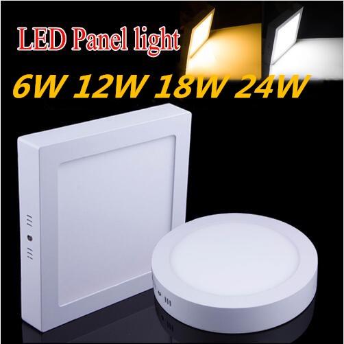 LED panel light 6W/12W/18W/24w Round/Square Surface Mounted panel led Ceiling lamp downlight kitchen AC85-265V +Driver AE