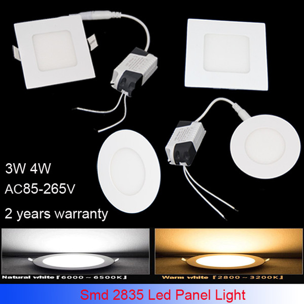 led ceiling panel lights round Led SMD 2835 3W 4W AC 85-265V Led Ceiling Recessed down light downlight + driver