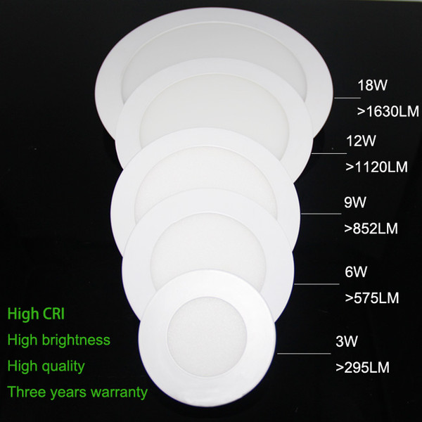 Wholesale round led flat panel Llghts smd 2835 3w 6w 9w 12W 18W AC 85-265V led flat ceiling lights + driver