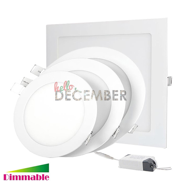 Round / Square LED Panel Lights Dimmable 3W 6W 9W 12W 15W 18W 21W Recessed LED Ceiling Lamp Downlight