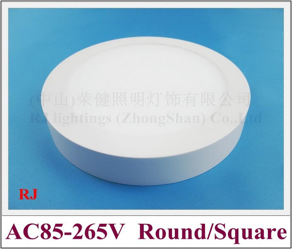 aluminum PMMA ceiling LED panel lamp flat light round surface mount 18W 12W 6W cool white / warm white surface install 20pcs/box