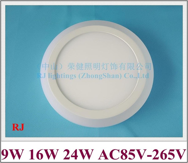 round / square ceiling LED panel light downlight down light AC85V-265V input 9W 16W 24W blue+white 3 effects control by switch