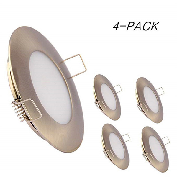 Topoch Flush Panel LED Lights 4PCS Ultra Thin Spring Clips Mount DC12V 3W Full Aluminum Nickel White Silver Color for House RV Boat