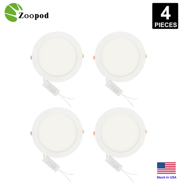 Zoopod 12W 18W 4inch 6inch Ultra-thin Round LED Flat Panel Light, 1090lm 120W Incandescent Equivalent LED Recessed Ceiling Lights 4Pack