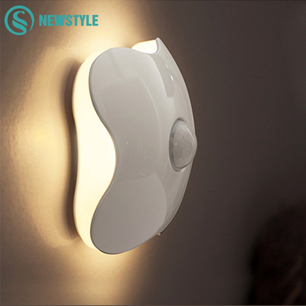 LED Sensor Night Light Lamps Four Leaf Clover Luminaria Motion Sensor PIR Intelligent Human Body Induction LED Bedroom Lamp