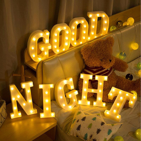 26 Letters Number 0-9 Warm Light Lamps LED Night Light Marquee Sign Alphabet Lamp For Birthday Wedding Party Bedroom Wall Hanging Decoration