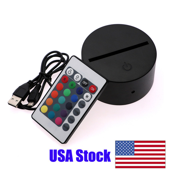 USA Stock RGB USB Cable Touch Lamp LED Lamp Base 3D Night Light Acrylic Plate Panel Holder Remote USB Cable for bar restaurant