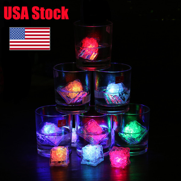 LED Ice Cubes Lights Party Night light Slow Flashing 7 Color Changing led lamp Crystal Cube Wedding Holiday light