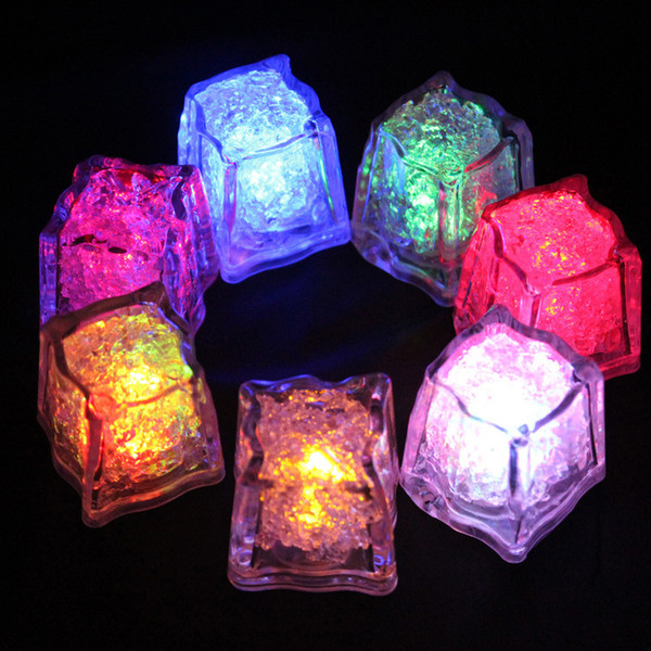 simulation ice cubes Led Lights Polychrome Flash Ice Liquid Sensor Glowing Ice Cube Submersible Lights Decor Light Up Bar Club Wedding Party