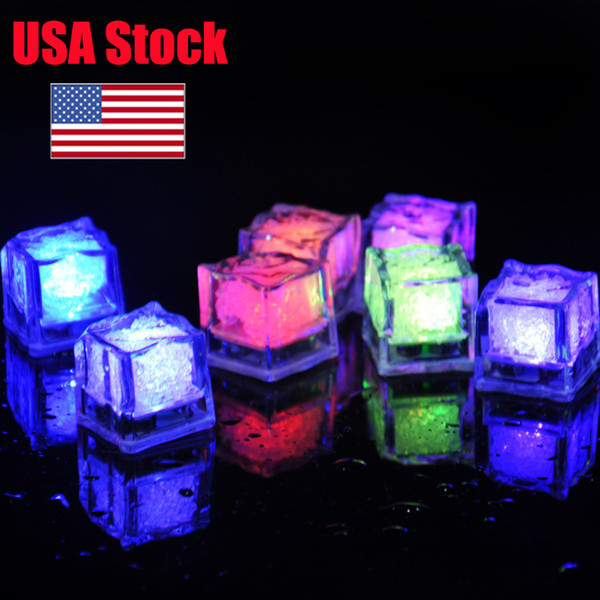 RGB flash led cube lights Ice Cubes lights Flash Liquid Sensor Water Submersible LED Bar Light Up for Wedding Party Champagne Tower