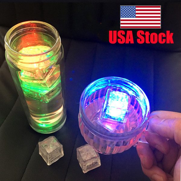 Aoto colors Mini Romantic Luminous Cube LED Artificial Ice Cube Flash LED Light Wedding Christmas Decoration Party Stock in USA