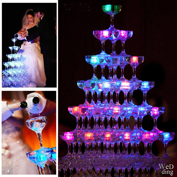 simulation ice cubes Led Lights Polychrome Flash Ice Liquid Sensor Glowing Ice Cube Submersible Lights Decor Light Up Bar