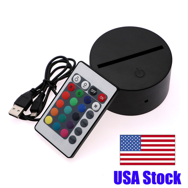 Hot Sale Multicolor Touch Switch Modern Black USB Cable Remote Control Night Light Acrylic 3D Led night lamp Assembled Base LED night lamp