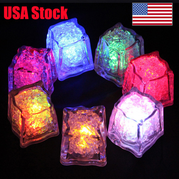 LED Ice Cubes Bar Flash Auto Changing Crystal Cube night lights Water-Actived Light-up 7 Color For Romantic Party Wedding Xmas Gift