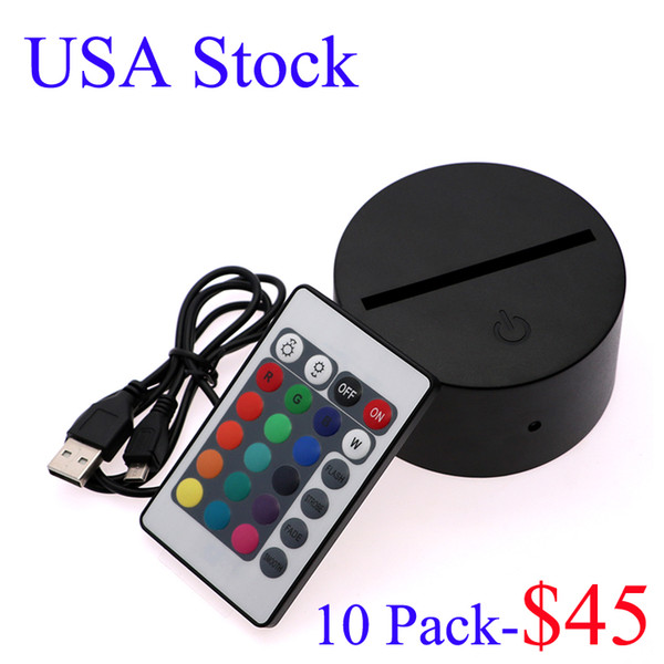 3D Night LED Light Lamp Base + Remote control + USB Cable Adjustable 7 Colors Decorative lights for bedroom child room living room