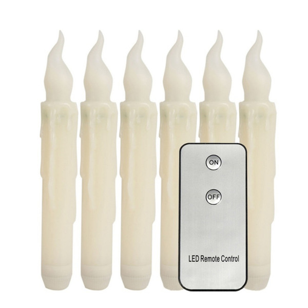 Wondise White Flameless Taper Candles Battery Operated with Remote and Timer, Moving Wick Unscented Wax LED Taper Candles Amber Yellow