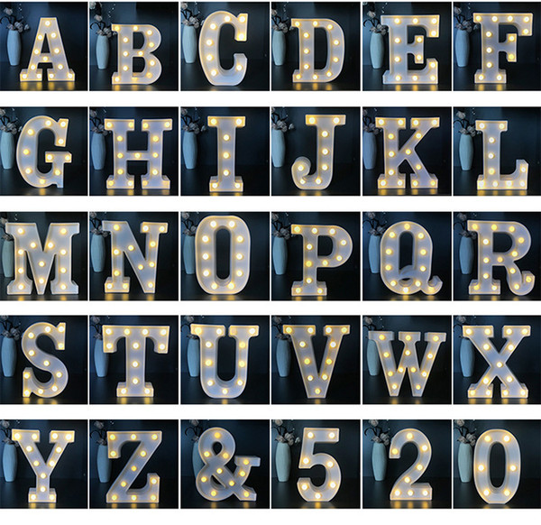 LED Letter Light White Plastic 26 Letter Alphabet 2 AA Battery DIY Lamp For Birthday Holiday Decoration Maison