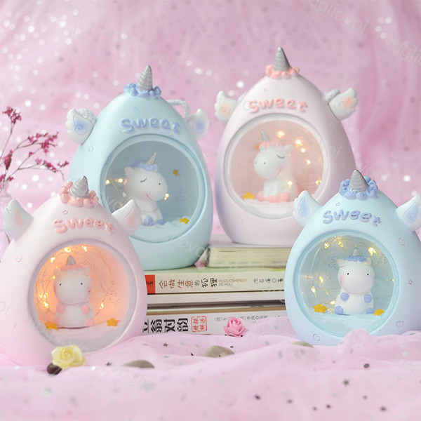 Cartoon Unicorn LED Night Light Baby Nursery Lamps Table Decorative Light Children Kids Toys Birthday Gift Drop DHL