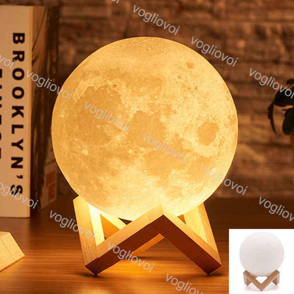 Moon Lamp 3D Printing LED Night Light 15cm Magical Moon LED Light USB Rechargeable Desk Lamp Decoration Christmas Lights EPACKET