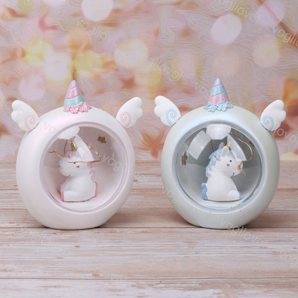 Night Light Cartoon Unicorn Landscape LED Night Light Home Decoration Hidden Lamp Dark Month Valentine's Day Gift Light Resin DHL