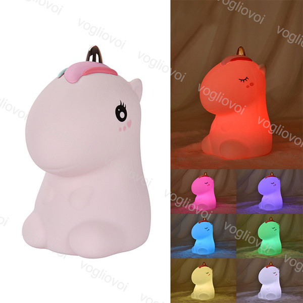 Night Lights Cartoon Unicorn Silica Gel ABS 1200MA USB Rechargeable For Kids 7Color Changing Mode & Dimming Function with Touch Sensor EUB