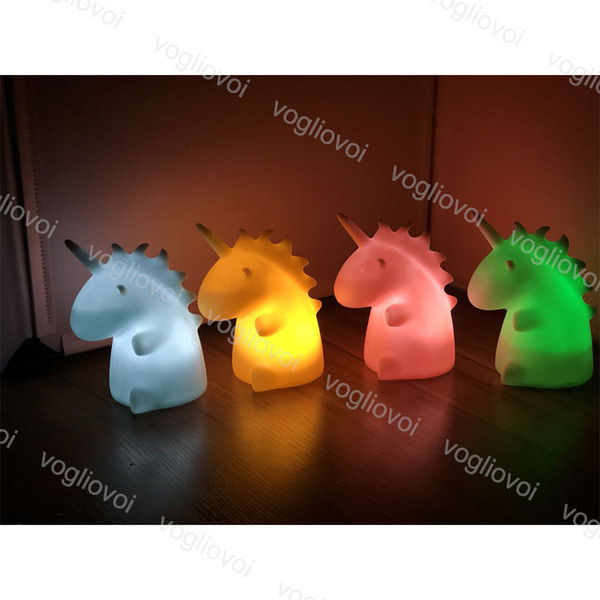 Vogliovoi Unicorn LED Night Light Pure White PVC Bedside Lamps Resin Baby Nursery Bedroom Table Decor Lights Christmas Gift