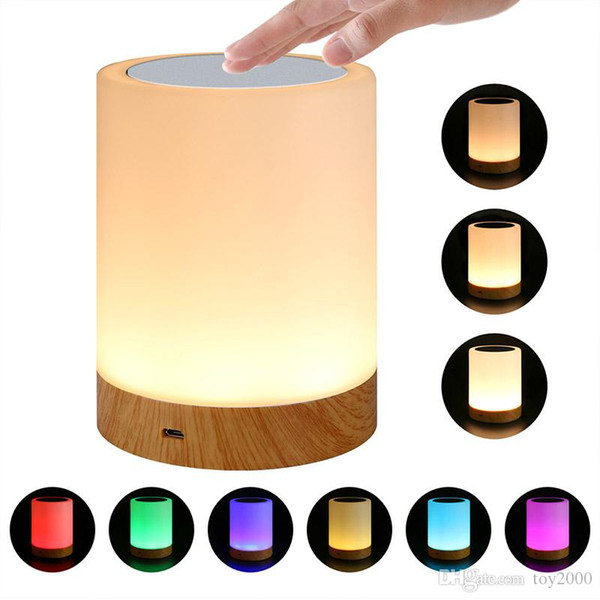 Dimmable LED Colorful Creative Wood Grain Charging 3D Night Light Gift Bedside Lamp Feeding Lamp Ambient Led Night Lights