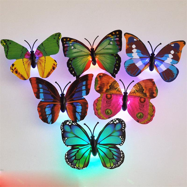 Colorful light Butterfly Wall Stickers Easy Installation Night light LED Lamp Home living Kid Room Fridge Bedroom Decor 53234