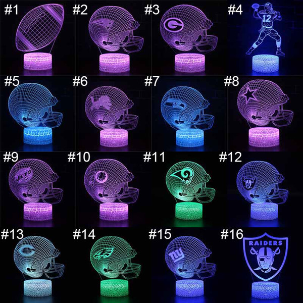 Rugby players 3D Illusion Night Light Touch 7 Color Change Home Decor Baby Girl Boy LED Lamp Kids Gift Christmas Xmas Gift