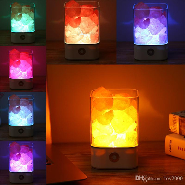 USB Crystal Light natural himalayan salt lamp led lights Air Purifier Mood Creator Indoor warm light table lamp bedroom lava night lights 52