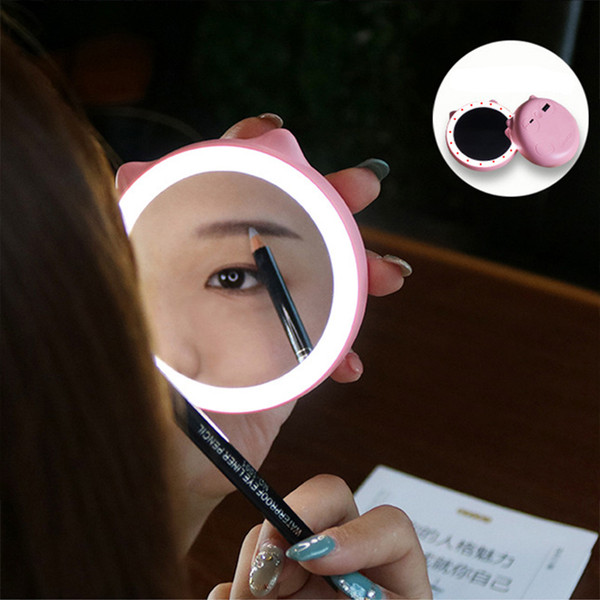 BRELONG Lovely LED Makeup Mirror night Light Mobile Power Mini Portable 5200mA / 1500mA For Women Lady Gift