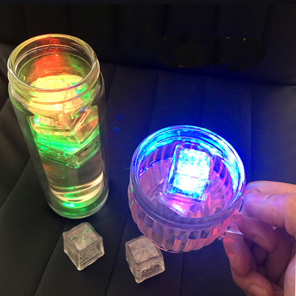 LED Ice Cubes Lights Party Night light Slow Flashing 7 Color Changing led lamp Crystal Cube Valentine's Day Party Wedding Holiday light