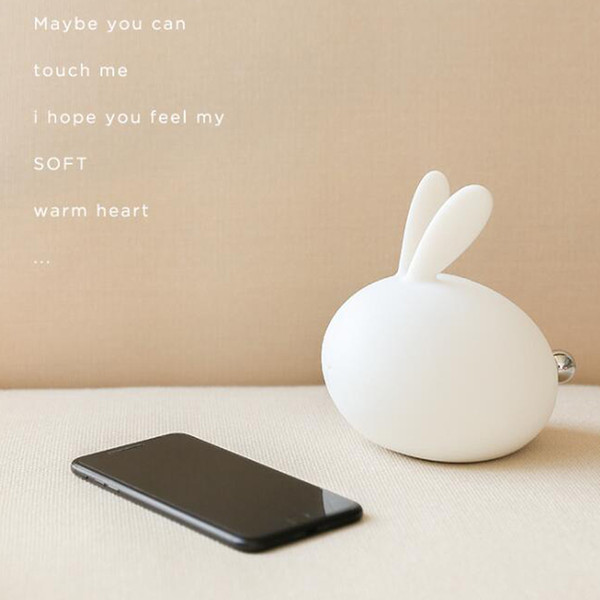 Kawaii Rabbit Silicone Lamp LED 6 Color-changing Touch Sensor Tap Control USB Rechargeable Night Light Perfect Soft Nursury Night Light Perf