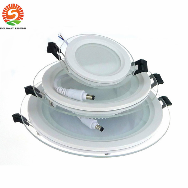 20pcs Dimmable LED Panel Downlight 6W 12W 18W Round glass ceiling recessed lights SMD 5730 Warm Cold White led Light AC85-265V