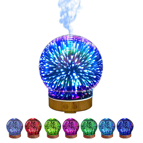 Ledertek 100ml 3D Aromatic Night Light Aroma Essential Oil Diffuser Ultrasonic Cool Mist Humidifier with 8 Color LED Mood Light